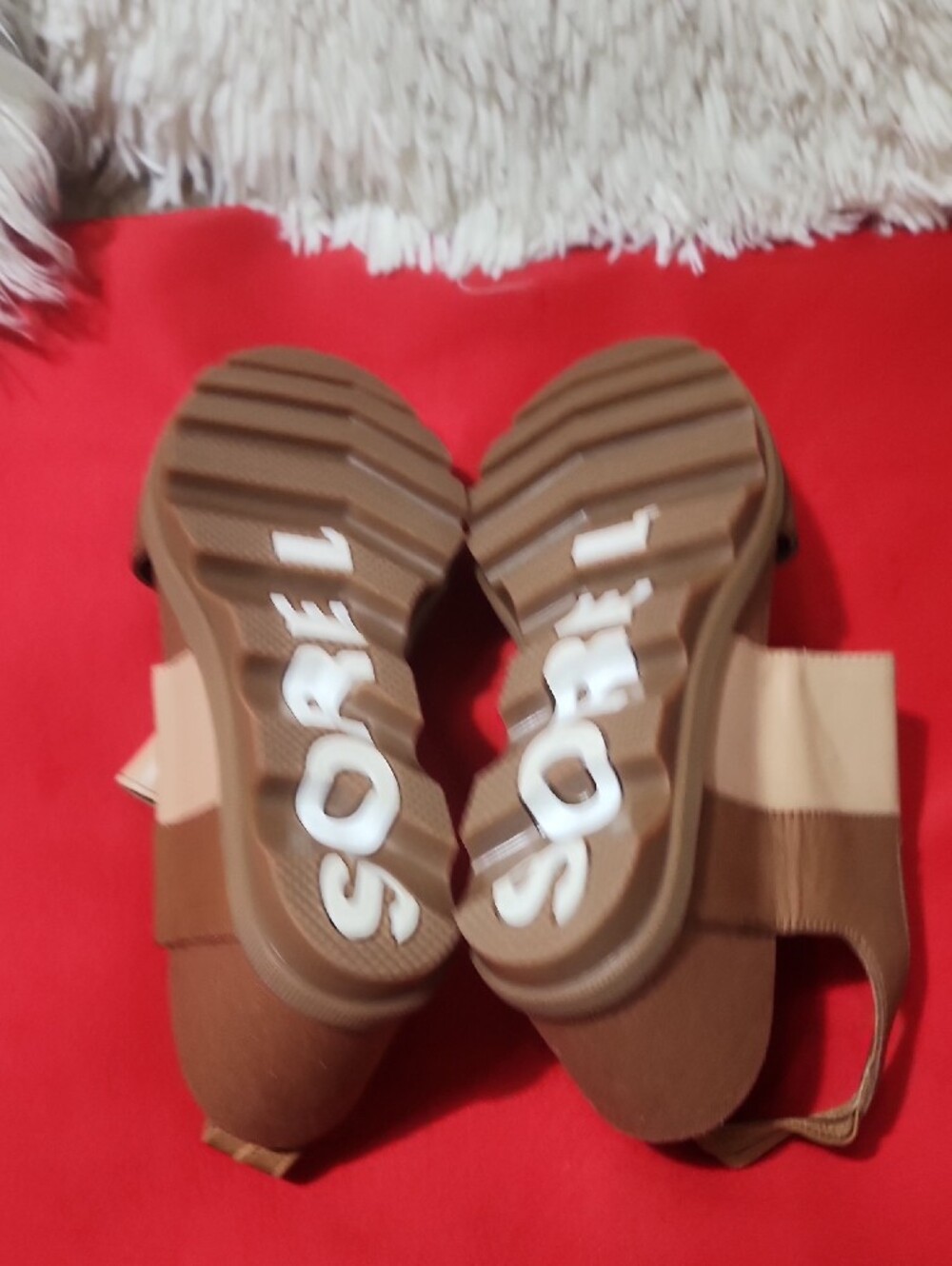 Sorel Women's Joanie II Slingback Brown & Beige Elastic Slingback Wedge Sandals - Picture 9 of 11